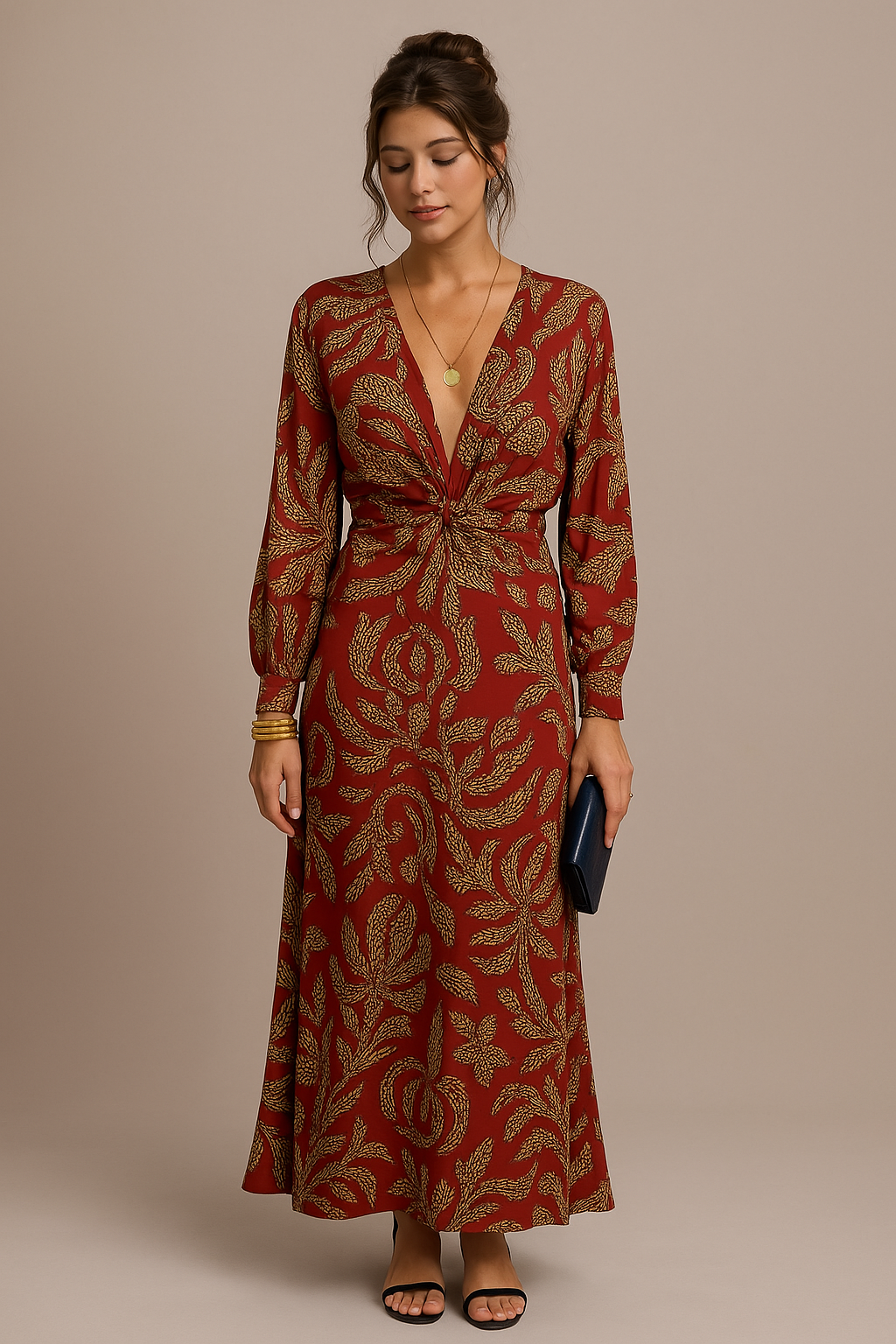 Abito da Donna Elegante Wrap Midi