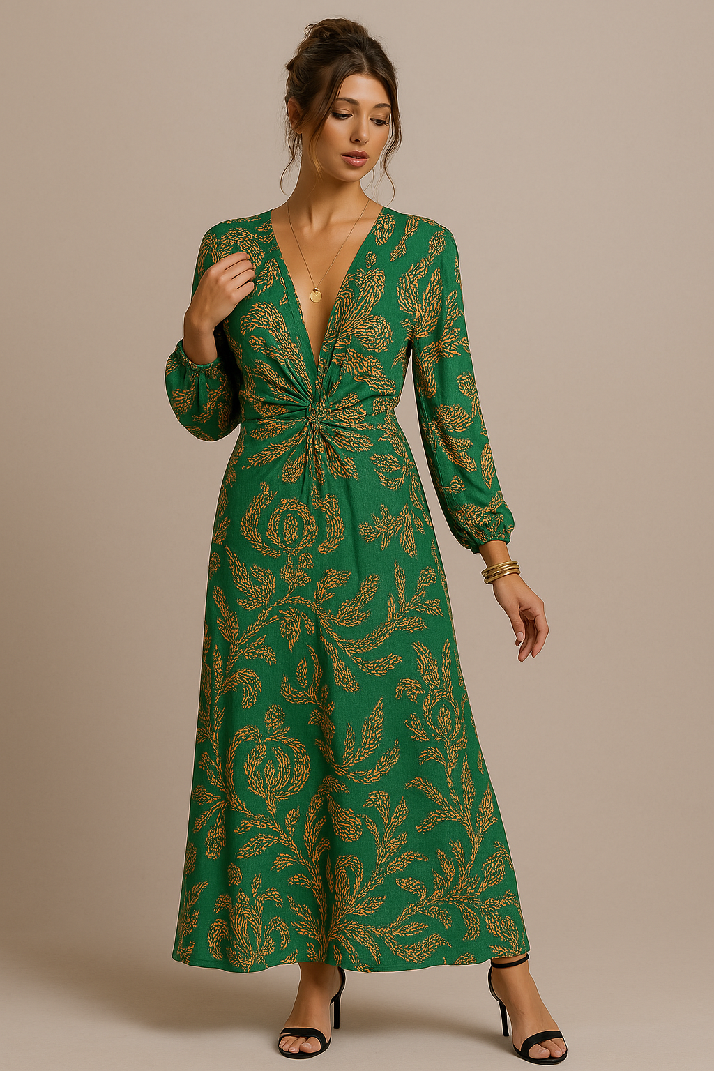 Abito da Donna Elegante Wrap Midi