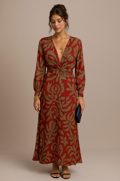 Abito da Donna Elegante Wrap Midi